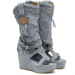 Wedge Sandals - Cowboy Boot Style
